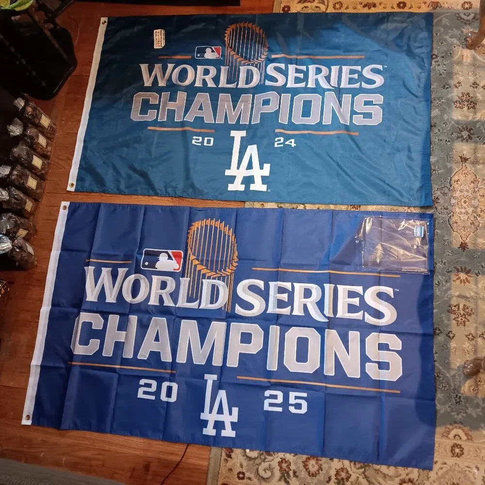 Los Angeles Dodgers 2 Flag Lot 2025 +2024 World Series MLB 3x5 Feet Flag